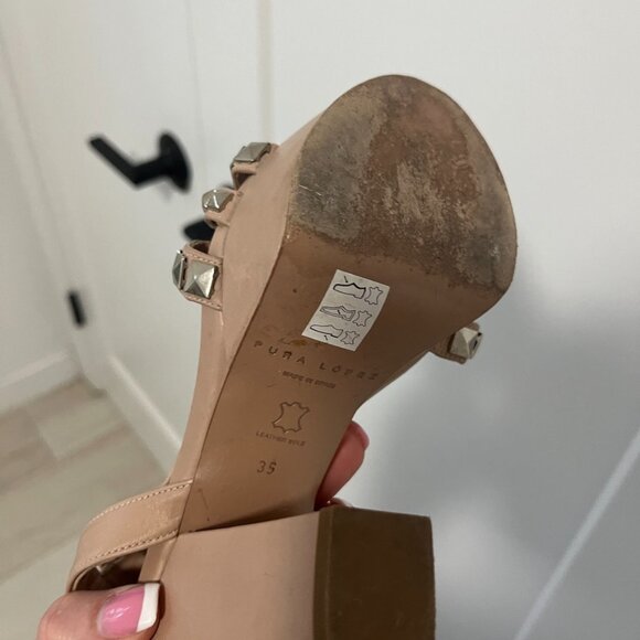 Pura Lopez Studded Block Heels Size 35 - Picture 9 of 9